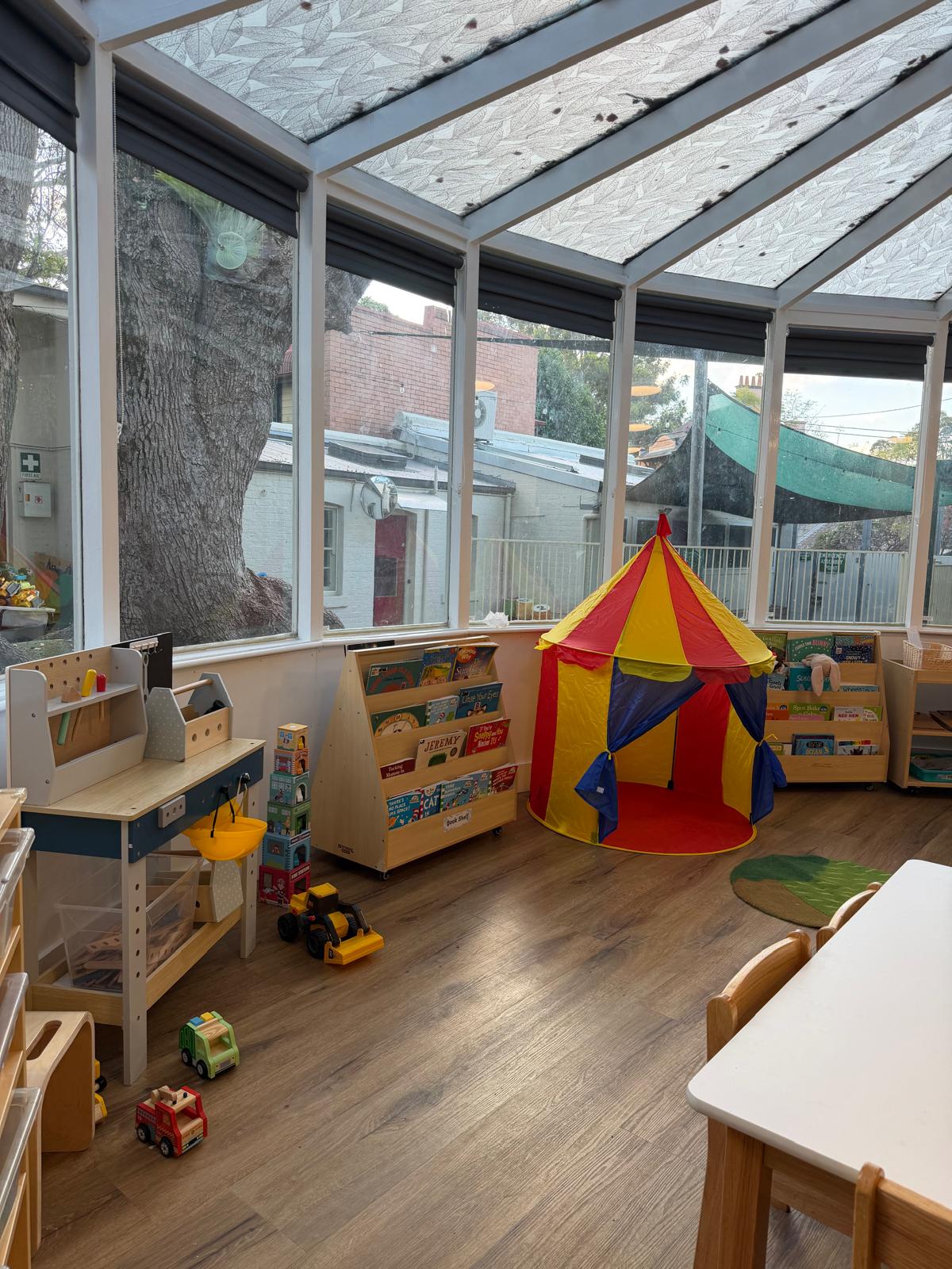 Cosy reading corner at Little Woods Early Learning childcare centre in Glebe